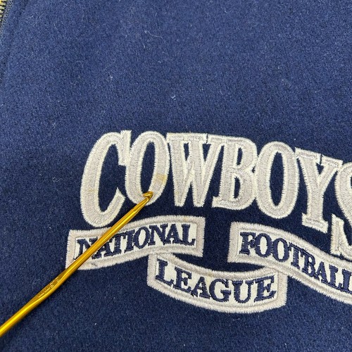 Dallas Cowboys Logo Athletic Wool Varsity Jacket Adult Med Blue Zip NFL Lined - Picture 16 of 16