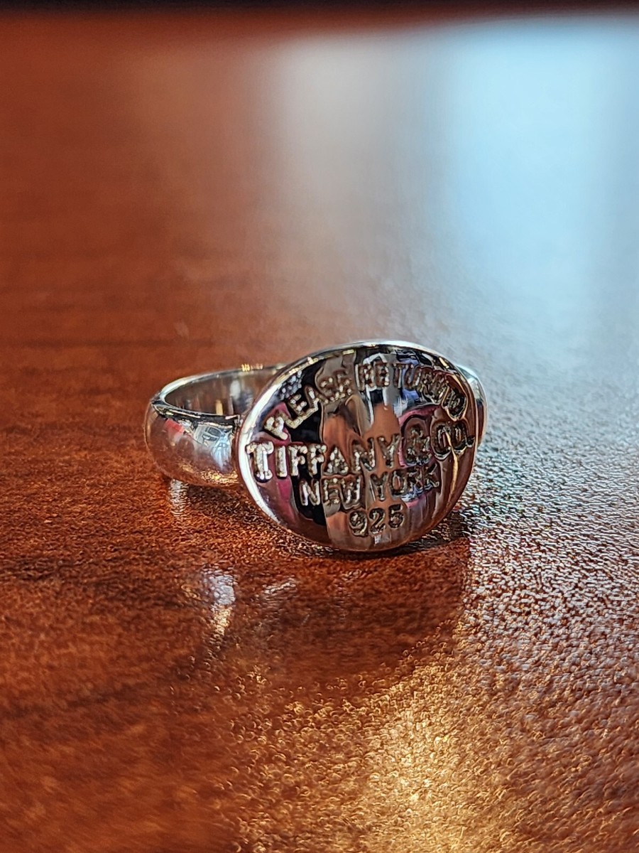 Authentic Vtg Please Return To Tiffany & Co Sterling Silver 925 Ring Sz 7.75