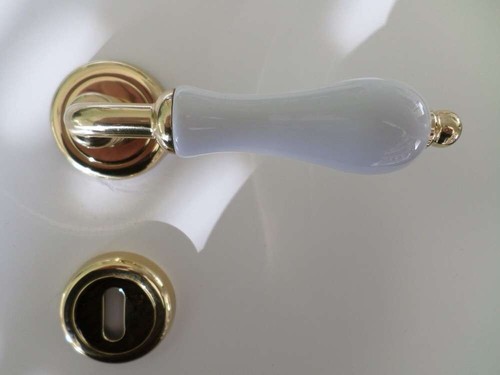 Innentürgriffe Porzellan WEISS, Keramik Messing poliert - Bild 3 von 5