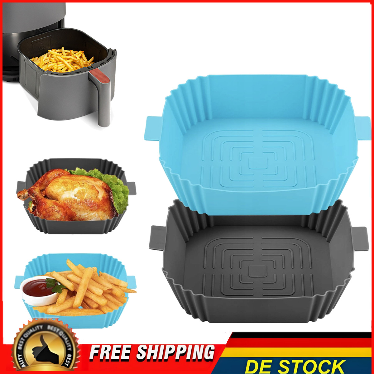 2 Stück Silikonform Für Heißluftfritteuse 3-5L Airfryer…