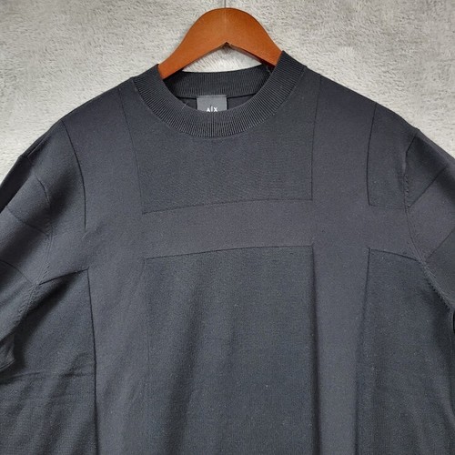 Armani Exchange Sweater Mens Large Black Crewneck Jacquard Workmanship - Picture 4 of 10