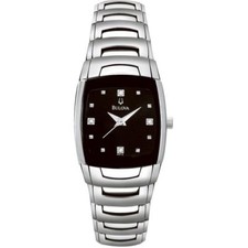 NEW Bulova 96P15 Black Diamond Dial Stainless Steel Women's Watch - GREAT GIFT