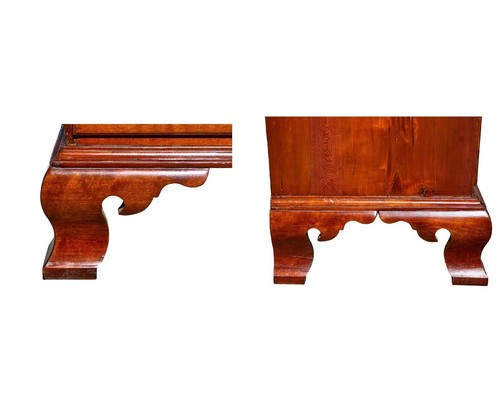 18TH C ANTIQUE CHIPPENDALE CONNECTICUT CHERRY LINEN PRESS / SECRETARY DESK - Picture 7 of 12
