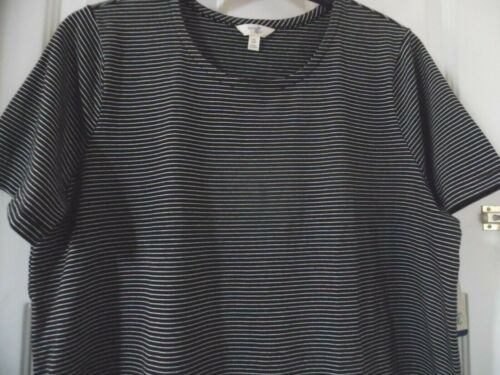 BLACK & WHITE STRIPE T-SHIRT DRESS SHORT SLEEVE TERRA and SKY 0X 14W - Picture 3 of 12