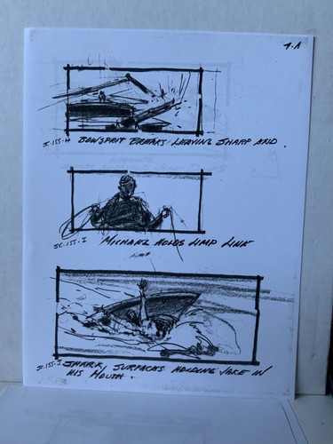 JAWS THE REVENGE 1987 FILM STORY BOARD PRODUKTION KUNST STAT CARL ALDANA 5 PGS - Bild 4 von 5