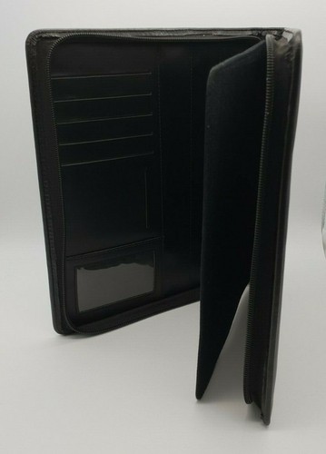 Brand New Zippered Folio With Pen Loop Black Personalised Carry Case 26 x 22cm - Imagen 3 de 3