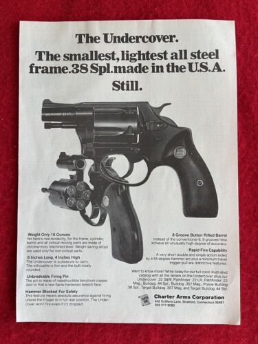 Publicité vintage 1979 print charter armes sous couverture plus petite annonce .38 arme à feu