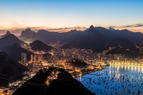 Rio de Janeiro Brazil Skyline at Twilight Photo Art Print Poster 18x12 - Picture 1 of 3
