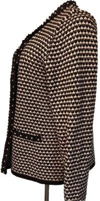 NWT~JENNIFER MOORE~Sz XL~Open Front  Sweater/Jacket~Black/Egg/Gry~Faux Pearls