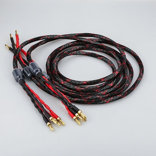 Pair HiFi Speaker Bi-Wire Banana / Spade Plugs 12AWG OCC Cable Loudspeaker Wire - Picture 5 of 13