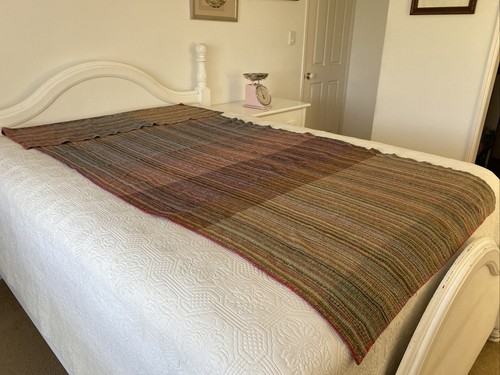 Colourful Stripe / Check Wool Blend Long Single Remnant Blanket 240 cm x 110 cm - Picture 3 of 15