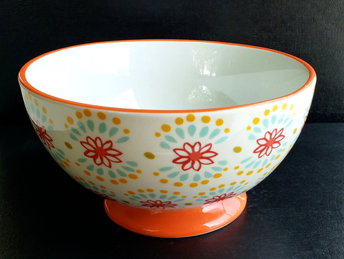 Pioneer Woman Flea Market cereal or soup bowl footed colorful farmhouse style