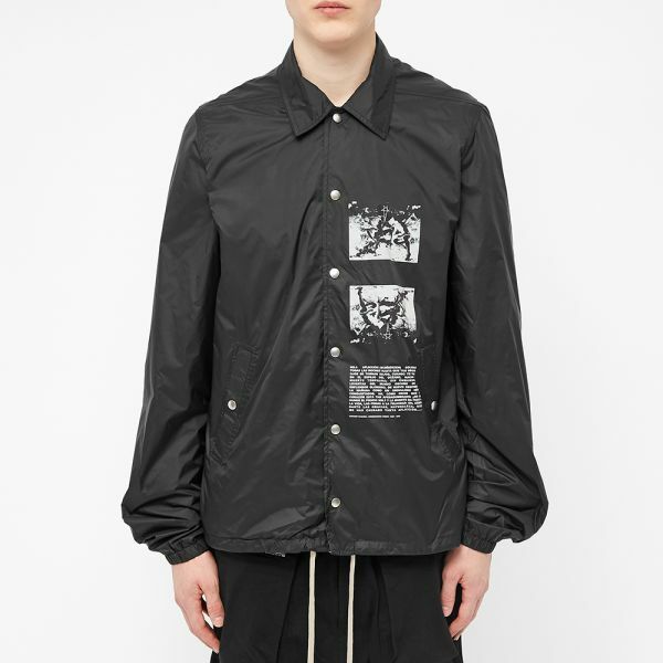 RICK OWENS DRKSHDW MEN'S PRINTED COACH JACKET in BLACK PEARL-XL DU20S5770NDEP
