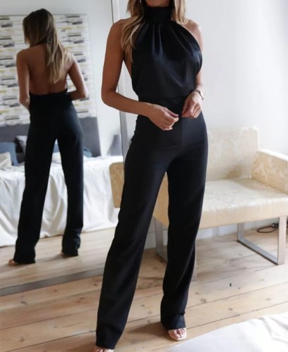 Women's Sexy Hang Neck Backless Jumpsuits Party Fashion Slim Fit Rompers Pants - Picture 7 of 13