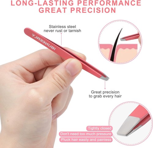 4Pcs Eyebrow Tweezers Set, Stainless Steel Travel Case Facial Hair & Splinters - Picture 2 of 11