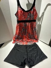 2-Piece Printed Tankini Bathing Suit Set, Women's Size L Shorts Bottom NWOT