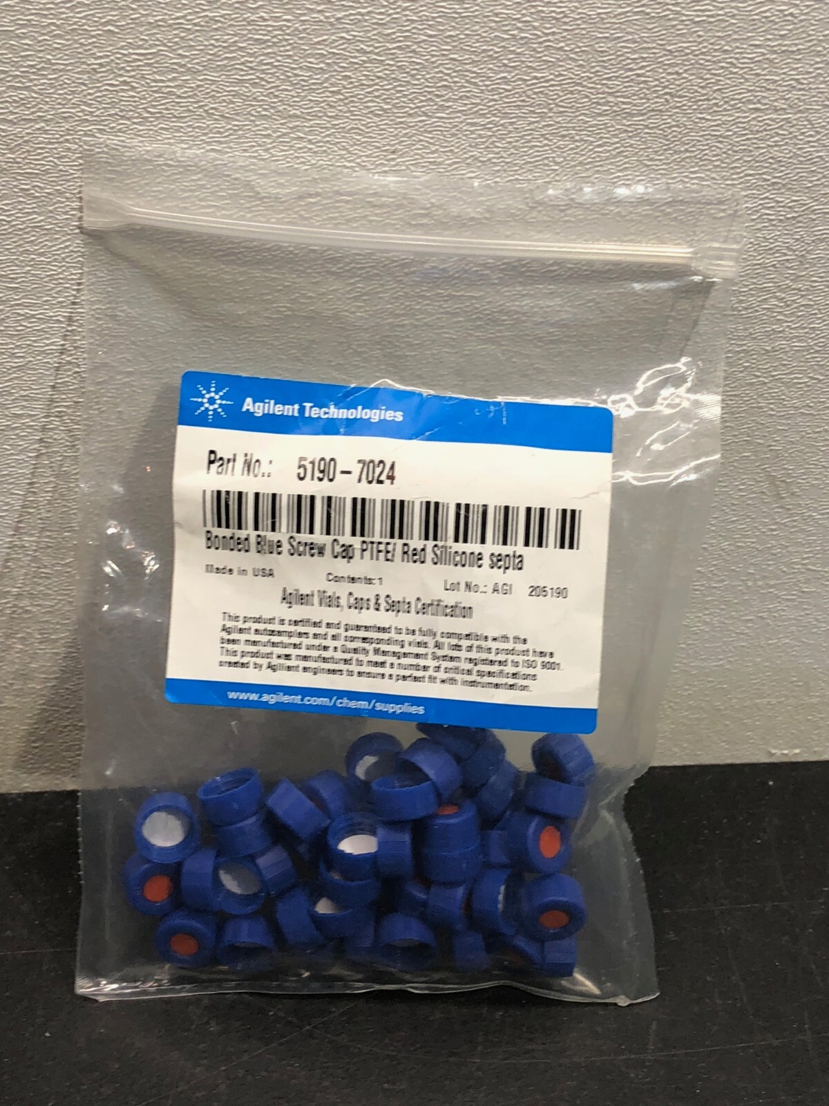 Agilent Bonded Blue Screw Cap PTFE/Red Silicone Septa 51907024 eBay