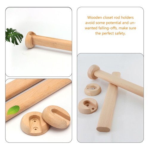 6 Pairs Wooden Clothes Rod Wardrobe Pole Holder Flange Socket boutiques Closet