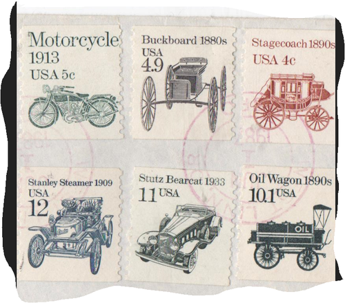 TRANSPORTATION-U-S-A-STAMPS -TRICYCLE-TRUCK-MOTORCYCLE-BUCKBOARD-18 +2 M.LYON - Picture 4 of 4