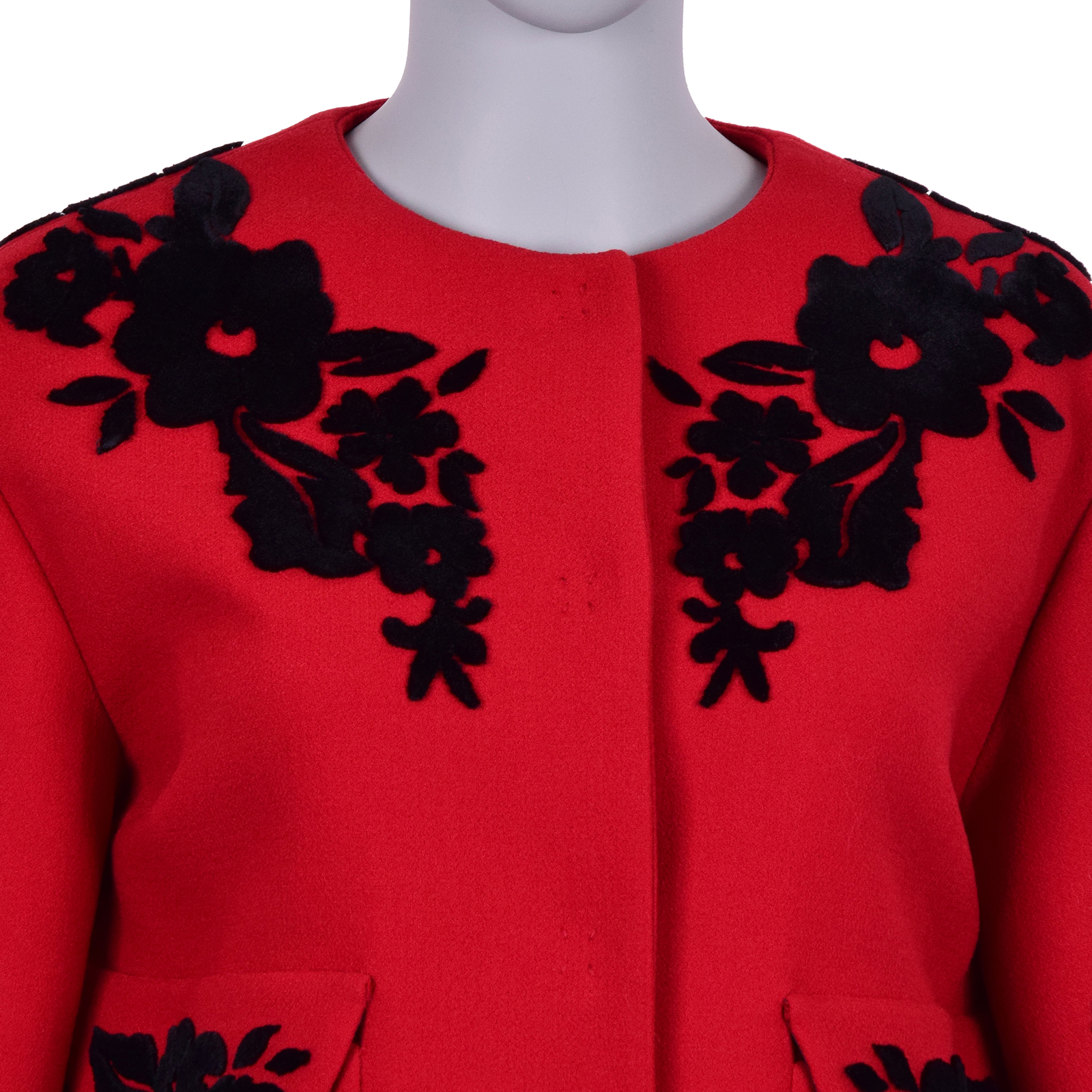 DOLCE & GABBANA RUNWAY Floral Baroque Coat Jacket Embroidery Red Black 06492