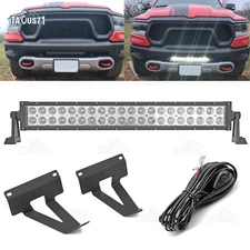 22'' 120W LED Light Bar Grille Hidden Bumper Bracket Wire Kit For RAM 1500 2019+