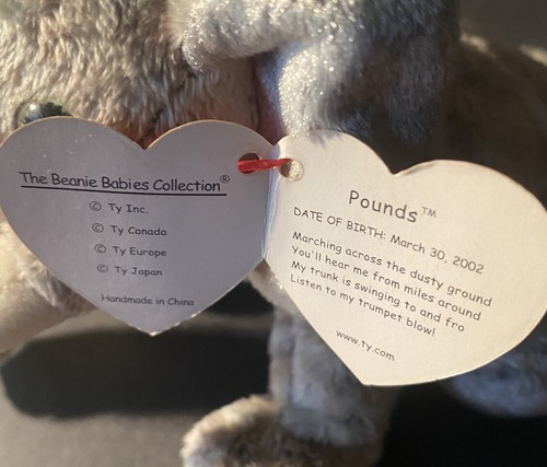 Ty Beanie Babies Pounds the Elephant 6" 15cm - Picture 3 of 4