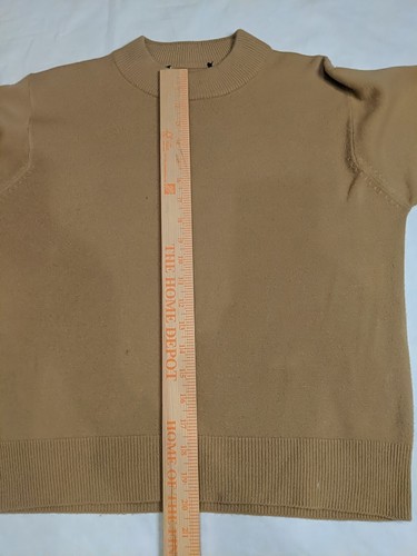 Women Mock Neck sweater M Short Waist  Taupe  Long Sleeve Layer Pulllover  - Photo 5 sur 12