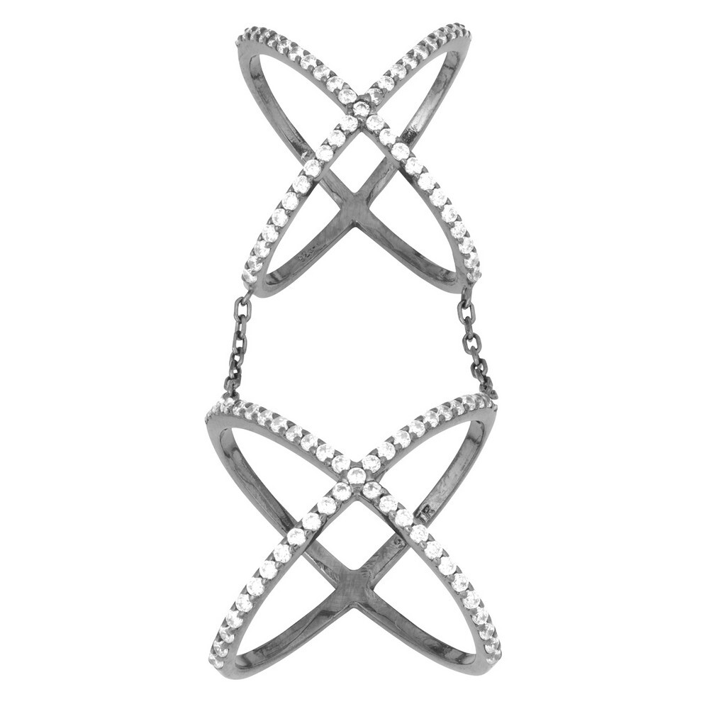 Кольцо из чистого серебра с черным родием и CZ в стиле Double-X 15590₽