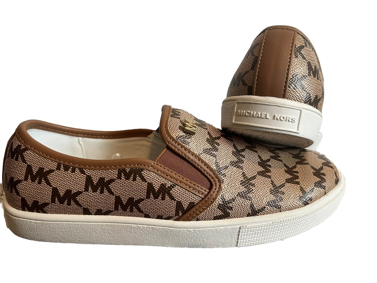 Michael Kors Tan and Beige Monogram Slip-On Sneaker Michael Kors Slip On Monogram MK Print | Mercari main image 3