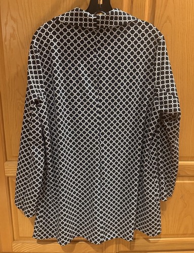 Nina Leonard Long Black and White Geometric Blazer Collared Jacket Size 1X - Picture 3 of 5