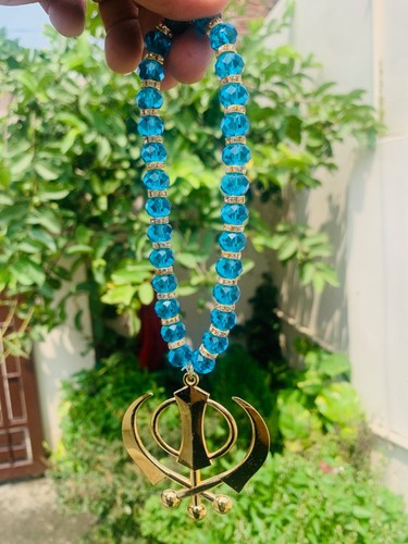 Khanda Golden Plated Metal Spiritual Car Mirror Charm Decorative Hanging Ornamen - Picture 6 of 6