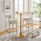 Modway Lippa 28" Round Natural Wood Grain Bar Table in Gold Natural