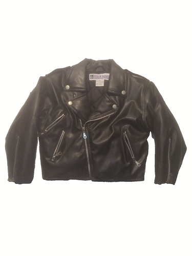 Rock River Boys Black Leather Insulated Bomber Biker Jacket Size 5T A066 - Picture 5 of 5