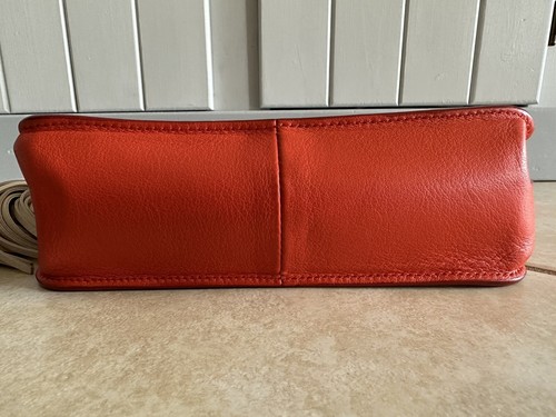 Tod's Double T Orange-Red Leather Hand Bag Cross-Body Shoulder White Lace Tassel - Picture 8 of 22