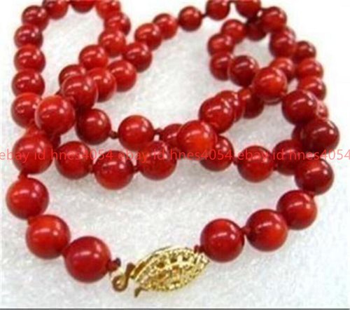Fashion Charming 10mm Natural Red Coral Round Beads Necklace 16-36'' - Picture 4 of 12
