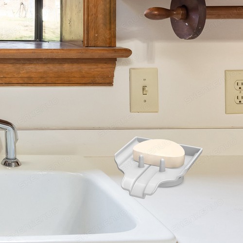 2pc Soap Dishes Holder Self Drain Container Case Bath Storage Box - Picture 3 of 10