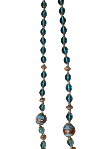 Vintage Aqua blau venezianische Glas Hochzeitstorte Italien Halskette 23" lang atemberaubend - Bild 6 von 21