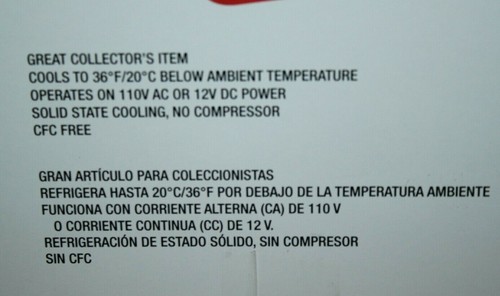 COCA COLA MINI CAN FRIDGE REFRIGERATOR COKE THERMOELECTRIC COOLER 12VDC OR 110AC - Picture 8 of 11