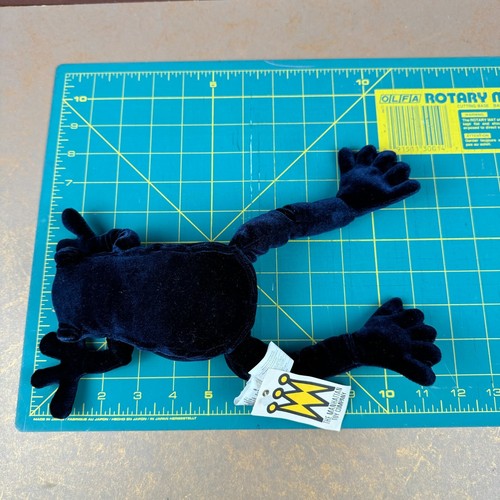 Manhattan Toy 1998 Frog 10" Plush Sapphire Royal Blue RARE Color Velvet Velour - Picture 11 of 11