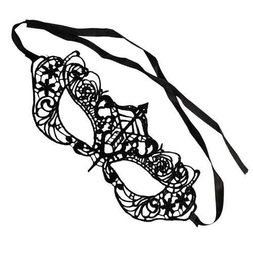 NEW Eye Mask 8.75” Costume Masquerade Black Tie Back Halloween - Picture 1 of 5