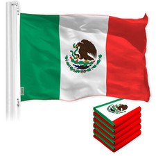 NEW G128 Mexico Flag 5-Pack 3x5 FT, Mexican Printed 150D Polyester
