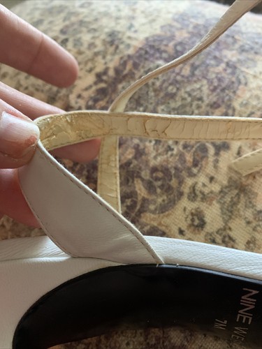 Neu ohne Karton Nine West Damen-Sandalen mit Knöchelriemen Pfennigabsatz Größe 7 weiß - Bild 10 von 12