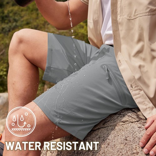Men's Hiking Cargo Shorts 10" Quick Dry Lightweight Casual Outdoor Golf Shorts - Picture 39 of 76