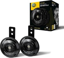 Hella Ultra Reliable Disc Horns Black High Low Tone 12V Motorcycle Kit