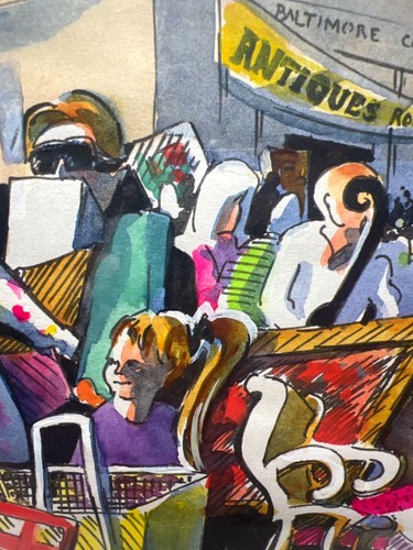 Carolyn Councell Original Aquarell Baltimore Antik Roadshow Signiert Gerahmt - Bild 7 von 15