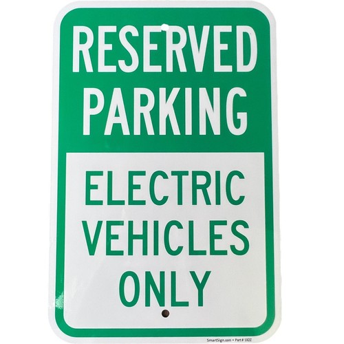 SmartSign 18x12 Reserved Parking Sign for Electric Vehicles Metal K-5507-AL