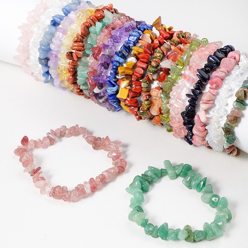 15Pcs Natural Gemstone Bracelets Crystal Chip Healing Reiki Bangle for Women men - Picture 4 of 10