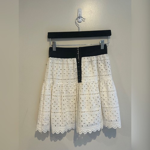 REFORMATION Wench Black Front Hook Closure Eyelet Silk Skirt Size S - Picture 4 of 7