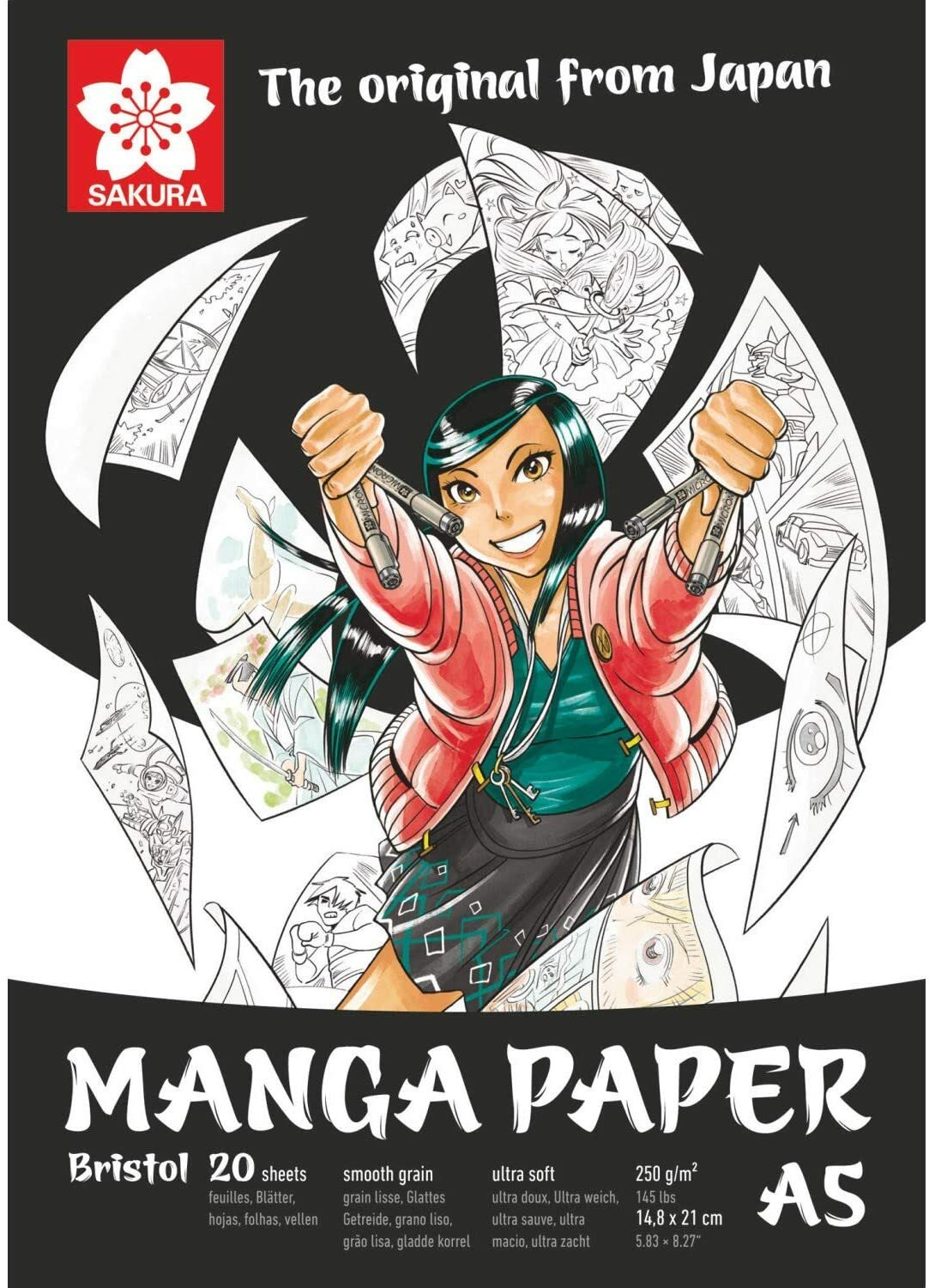 Manga Paper Sakura Bristol White Sheets 250 g/m²  A5 - 20 Sheets