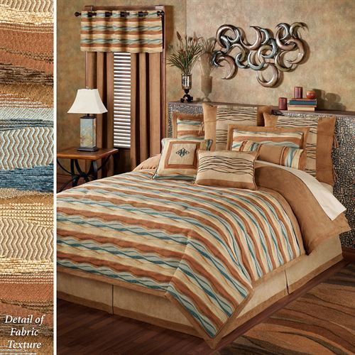 Oasis Wave Striped Comforter Bedding 9 Piece Set Saddle Brown Oasis Wave Striped Comforter Bedding 9 Piece Set Saddle Brown